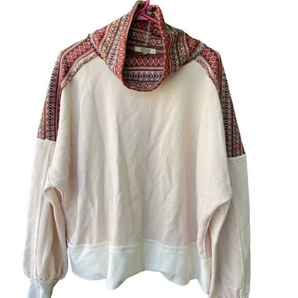 Gimmicks Buckle size XL Contrast Cowl Neck Pullover ballon sleeves boxy Aztec - Picture 4 of 6